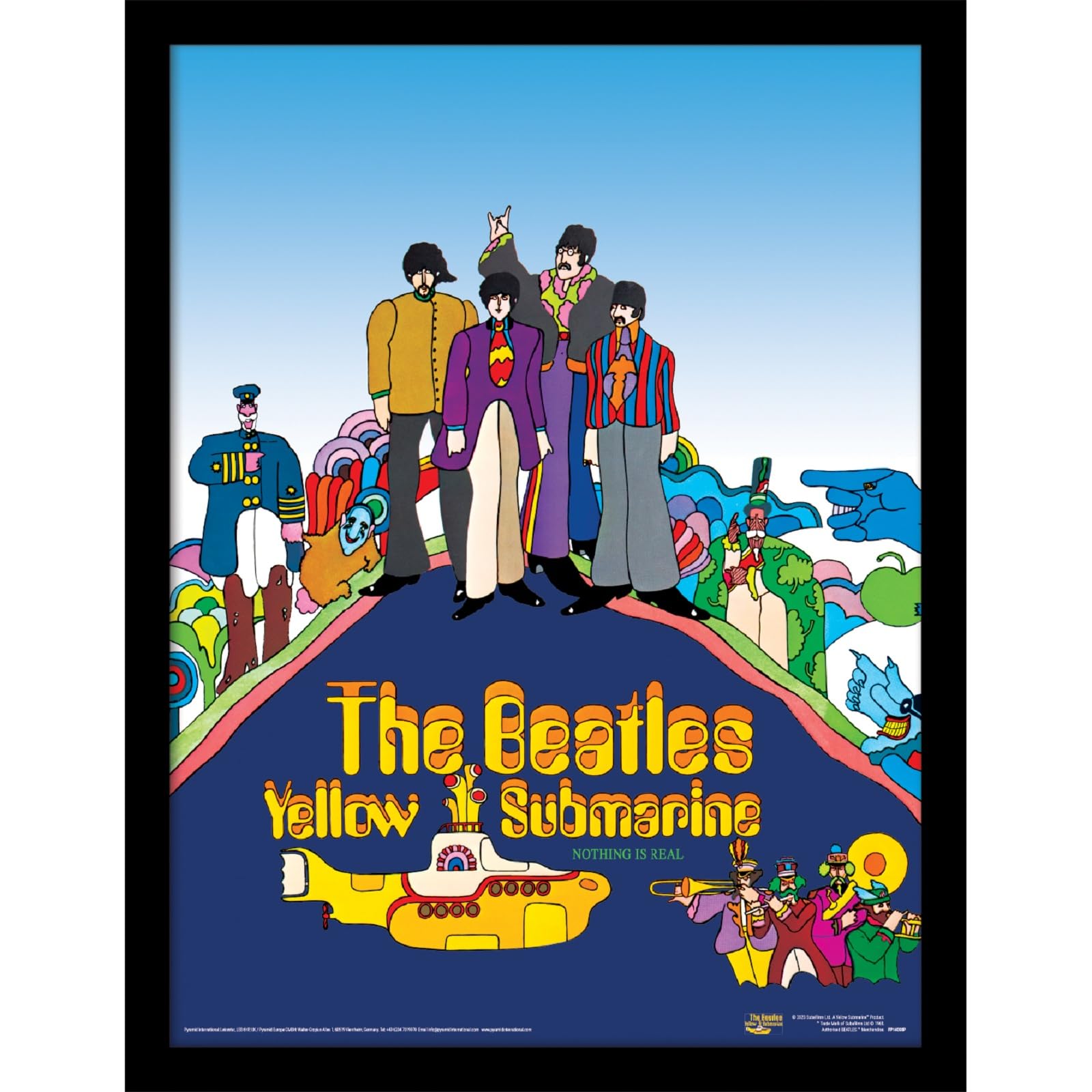 Pyramid International The Beatles Poster in Frame (Yellow Submarine Design) Wall Art in 30x40cm Frame - Official Merchandise