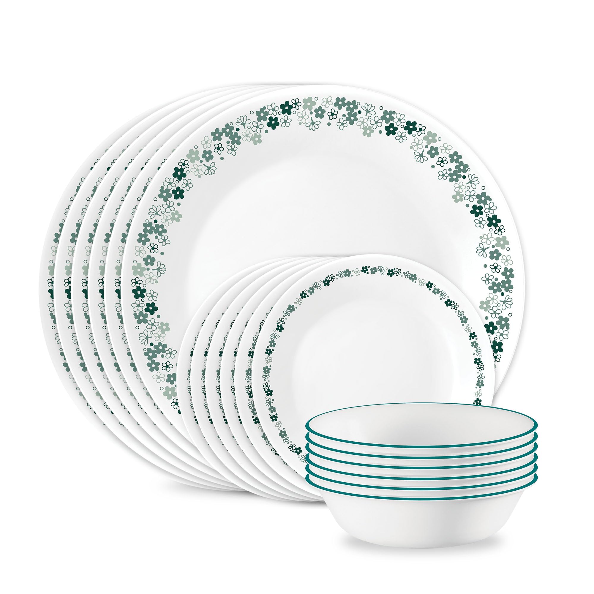 CORELLE GREEN DELIGHT 17点食器セット Amazon.com | Corelle Vitrelle 18 Piece Glass Dinnerware Sets