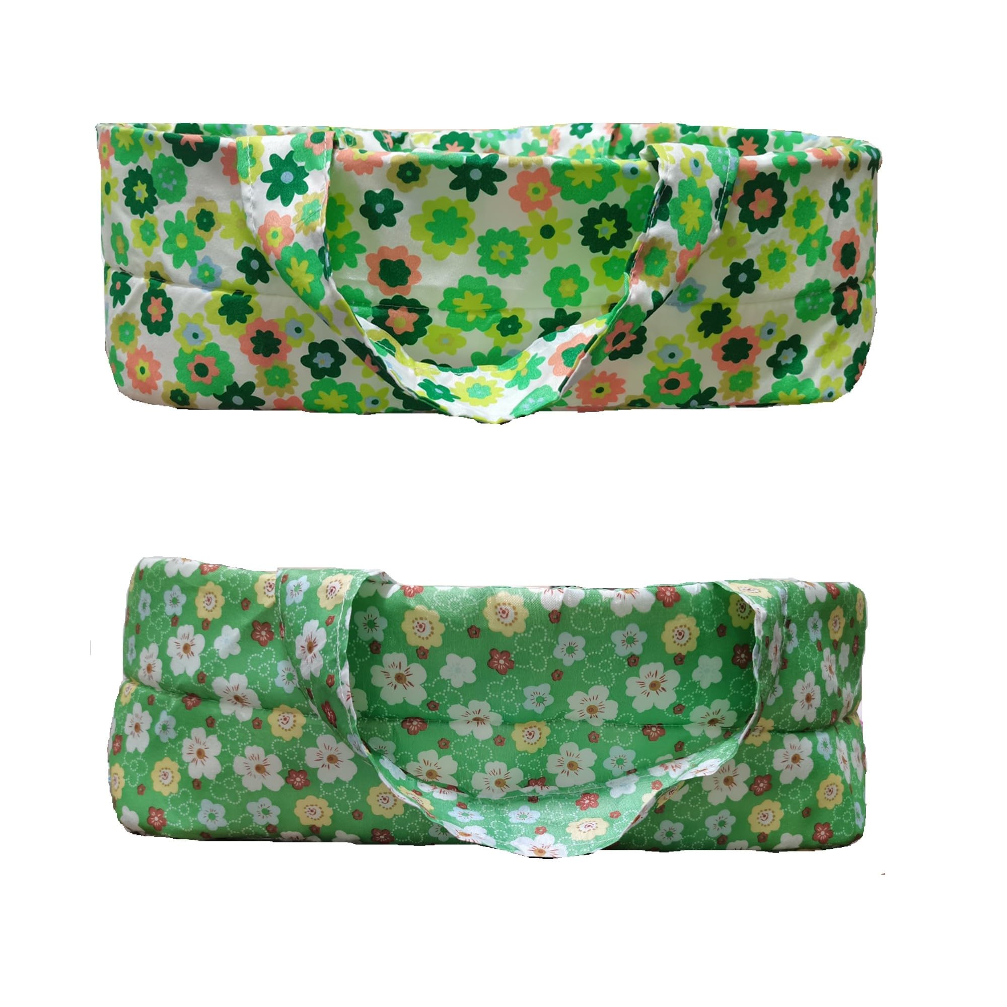 2 Baby Dolls Green Floral Toy Bassinet for Newborn Reborn Baby Dolls (16 inch)