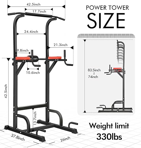 Miniatura 5 de BangTongLi Torre eléctrica estación de inmersión de barra de dominadasoporte para gimnasio en casa equipo de entrenamiento de fuerza