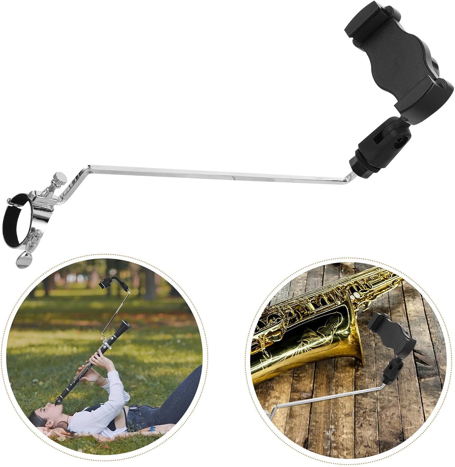 Toddmomy Clarinet Lyre Phone Mount with Long Arm Clip on Holder