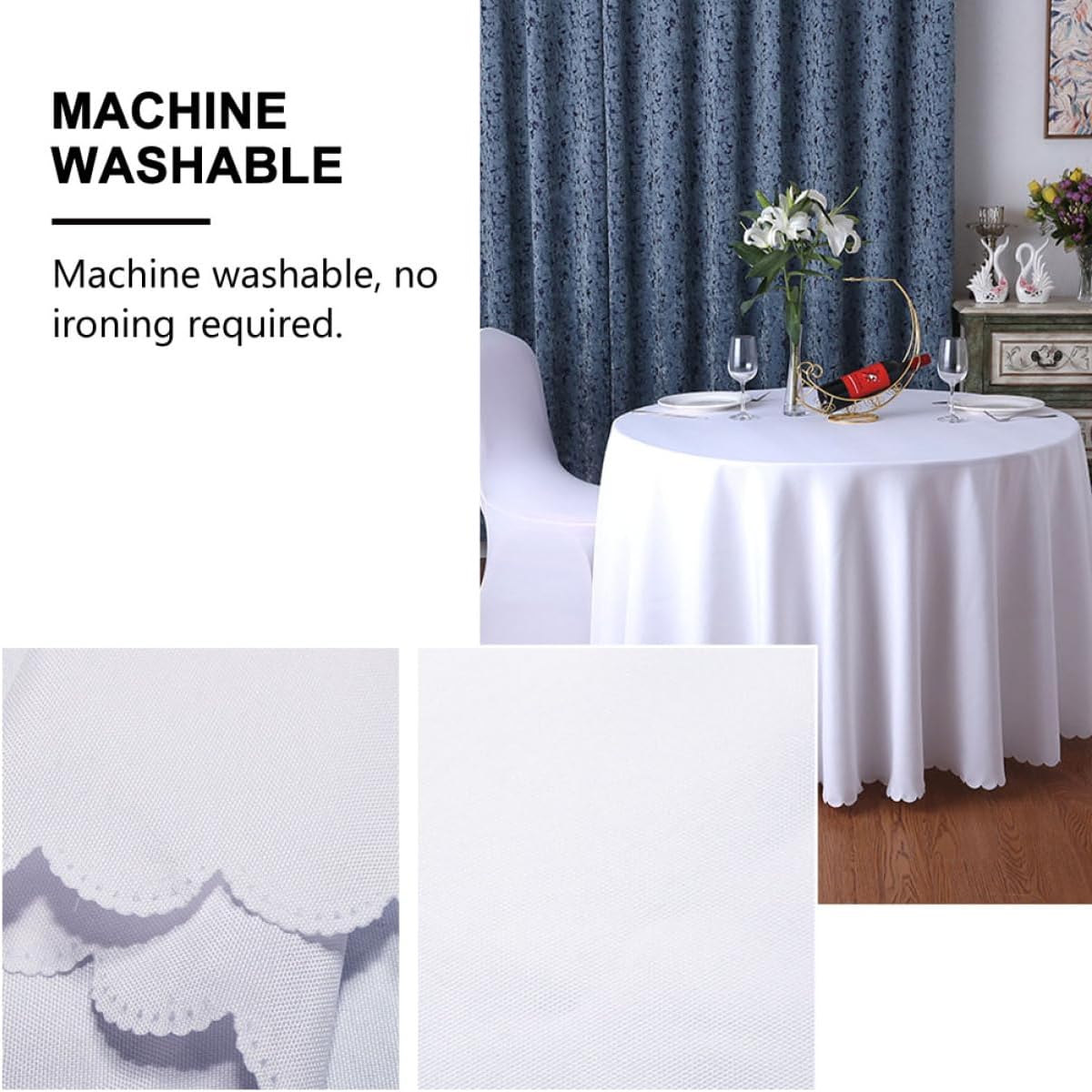 PRETYZOOM 1Pc Solid Color Round Tablecloth for Weddings and Home Parties Dinner Table Cover Elegant Table Decor for Banquets and Celebrations