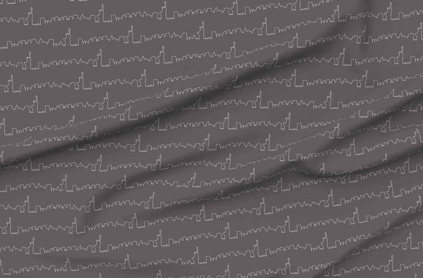 Spoonflower Fabric - Gray NYC City Map Thin Line Simple Printed on Minky Fabric by The Yard - Sewing Baby Blankets Quilt Backing Plush