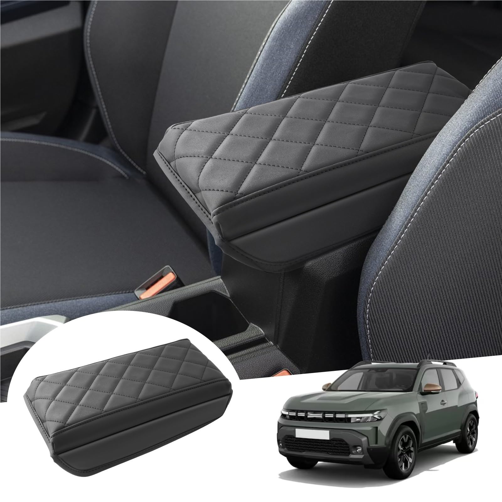 Auto Armsteun Doos Podłokietnik Central Control Car pasuje do Dacia Duster 3 2024 2025 Akcesoria do wnętrz samochodowych(Black)