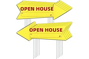 Open House Yellow Arrow Yard Signs for Real Estate Agents - Double-Sided,...