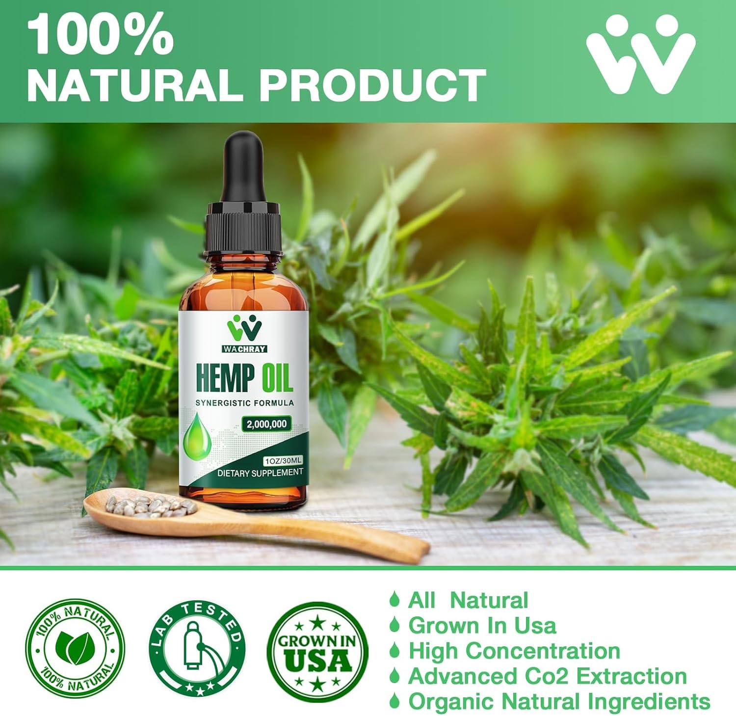 (3 Pack) Hemp Oil Drops High Potency Vegan, Non-GMO