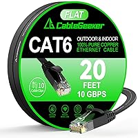 Vista 11 de Cable Ethernet Cat 6 de 30 pies, para interiores y exteriores, cable de red plano de Internet de alta velocidad de 10 Gbps, cable de conexión Negro