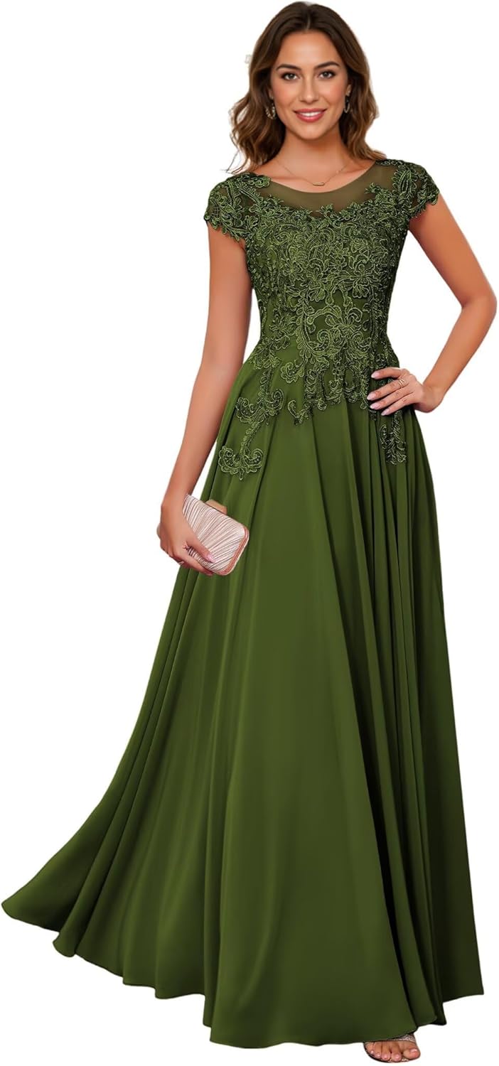 Mother of the Bride Dresses Lace Embroidery - Long Formal Evening Dress with Pocket