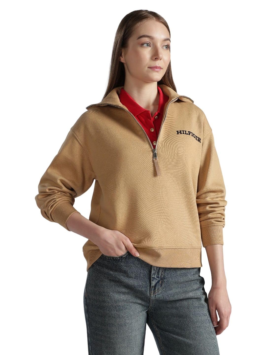 Regular fit Cotton Half-Zip Neck Sweatshirt-image-23