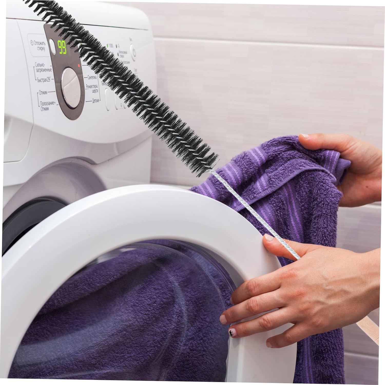 2pcs Handle Brush for Washing Machine and Dryer Cleaning Deep-Cleaning Tool for Efficient Dirt Removal Reach Areas Essential Maintenance Brush Black