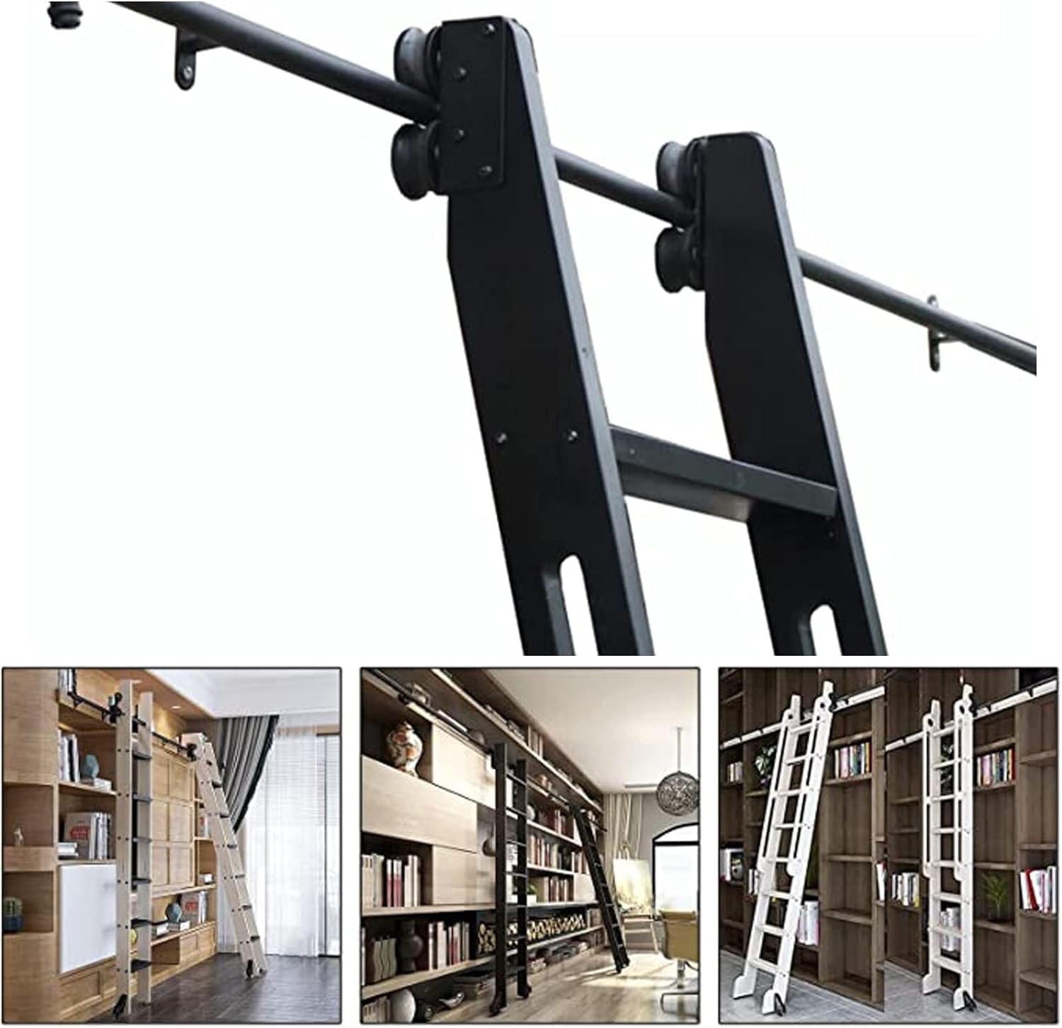 Schiebeleiterschienen-Set 4,8m - Mobile Leiter-Schiene Für Bibliothek & Lager