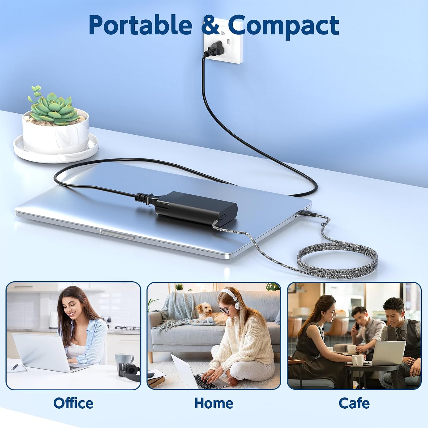 65W USB C Laptop Charger Compatible with HP Spectre x360, Chromebook x360, Elitebook, Envy, Pavilion, Elite x2, Slim AC Adapter Power Supply Cord Travel Type C Charger image 5