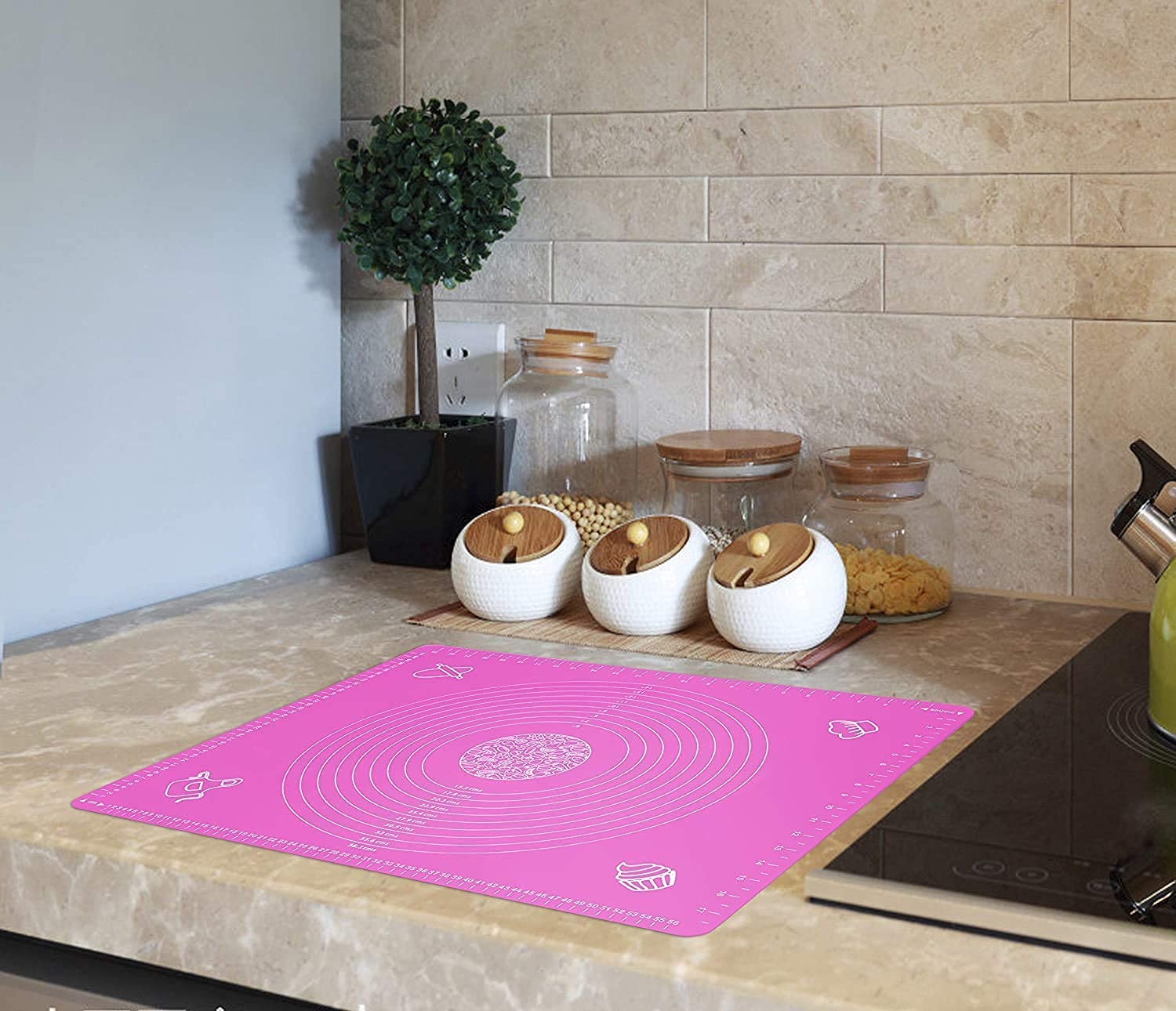 FRESTYQUE Baking Mat for Pastry Rolling with Measurements Silicone Non-Stick Fondant Rolling Mat 50 * 40 cm (Random) 4