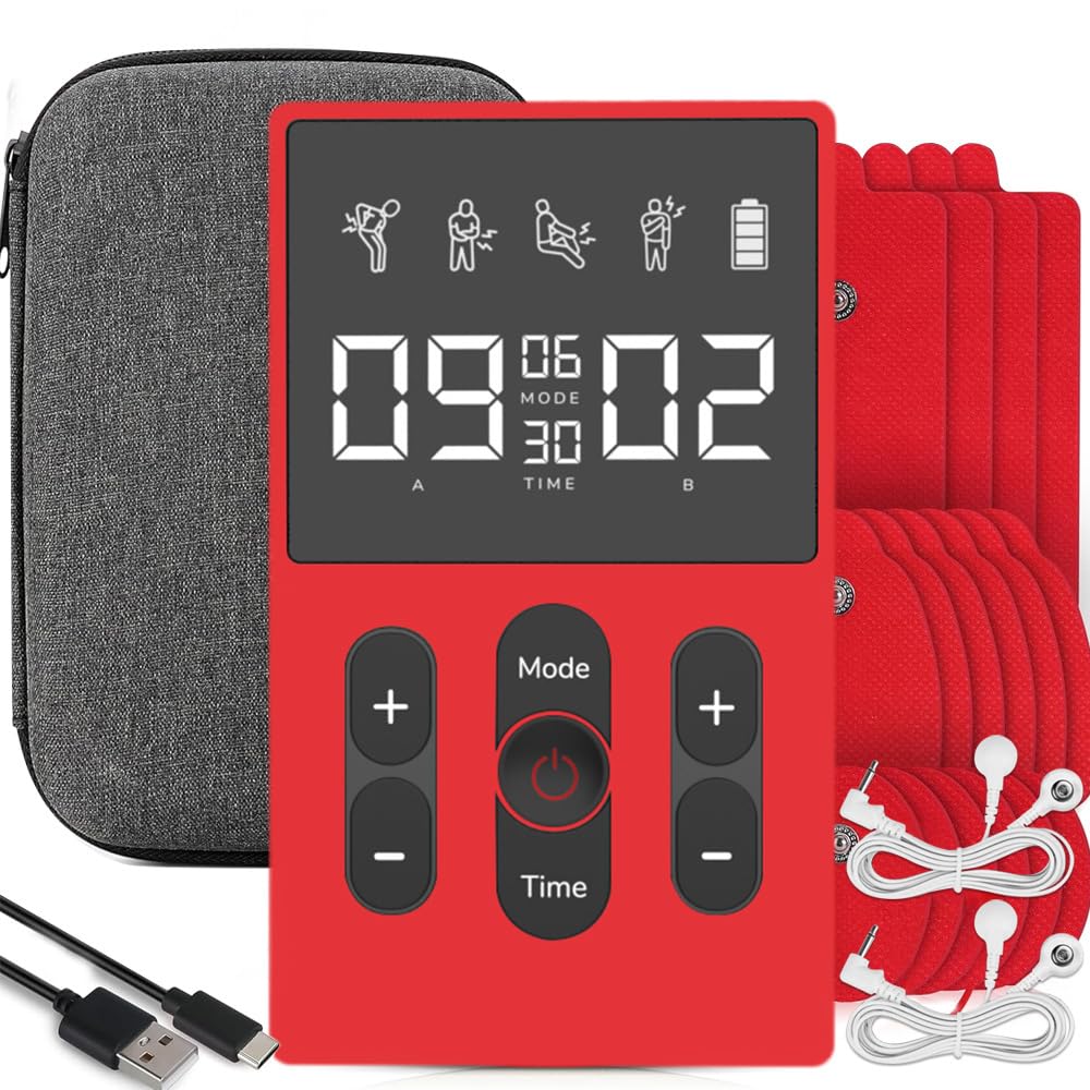 Électrostimulateur Musculaire 3en1, TENS/EMS/Massage, Electrostimulateur Musculaire de Canaux Double pour le soulagement de la douleur, 12programmes de Massage + 36 Intensités + 16 électrodes