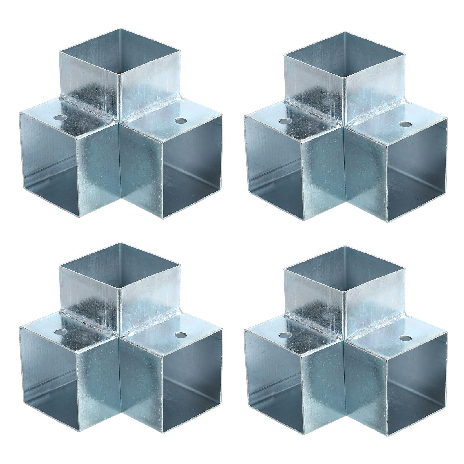 sourcing map 3-Way Gazebo Brackets Kit, Right Angle Corner Bracket Woodworking DIY Post Base Kit for 1.6" x 1.6" Lumber for Outdoor Patio Gazebo Log Cabins (4 Pack)