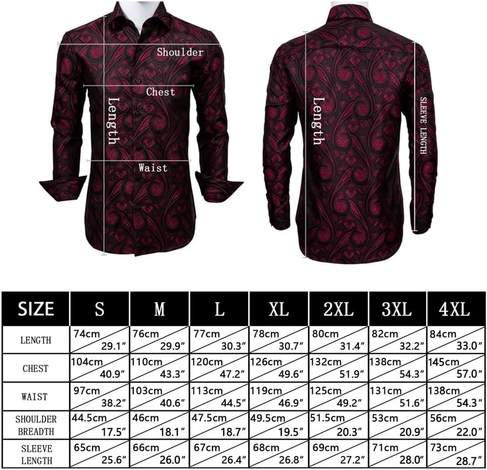 Classic Teal Embroidered Shirts for Men Paisley Silk Lapel Long Sleeve Designer Formal Fit Business Party