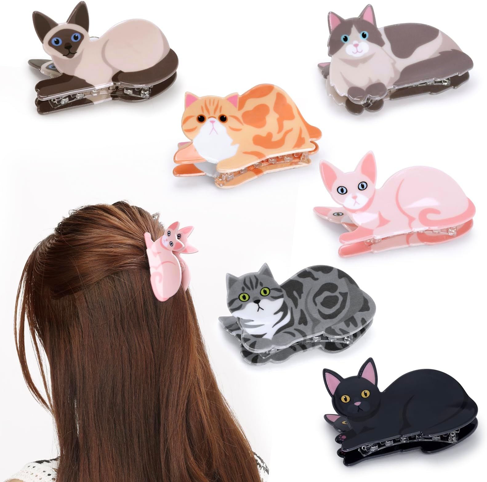 Amazon.com: Molans 3Pcs Animal Claw Clips for Women, Small Cat Clips ...