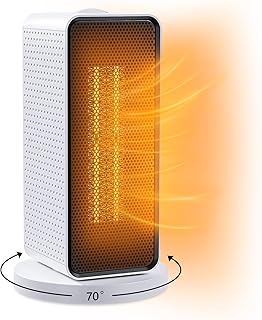 2023 Upgraded Portable Space Heaters for Indoor Use, 1200W PTC Ceramic Electric Heater, 70°Oscillation, Overheating & Tip-Over Protection, Small Space Heater for Bedroom Office Home
