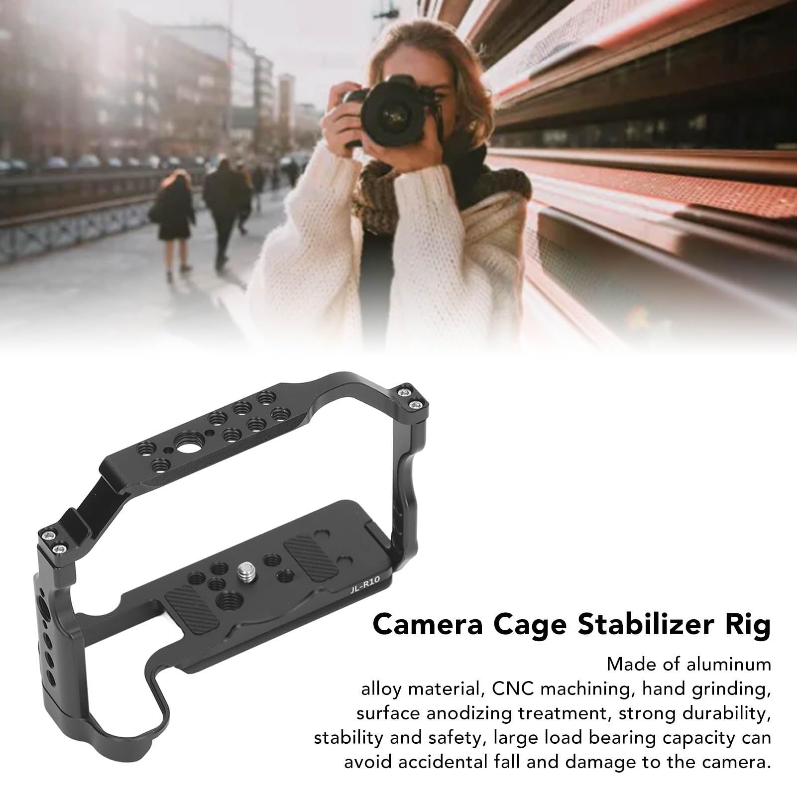 Klatka Operatorska do Aparatu R10, Stabilizator Aparatu DSLR ze Stopu Aluminium z Otworami na śruby 1/4 3/8 Zimne Buty, do Vloggingu Nagrywanie Wideo Tworzenie Filmów