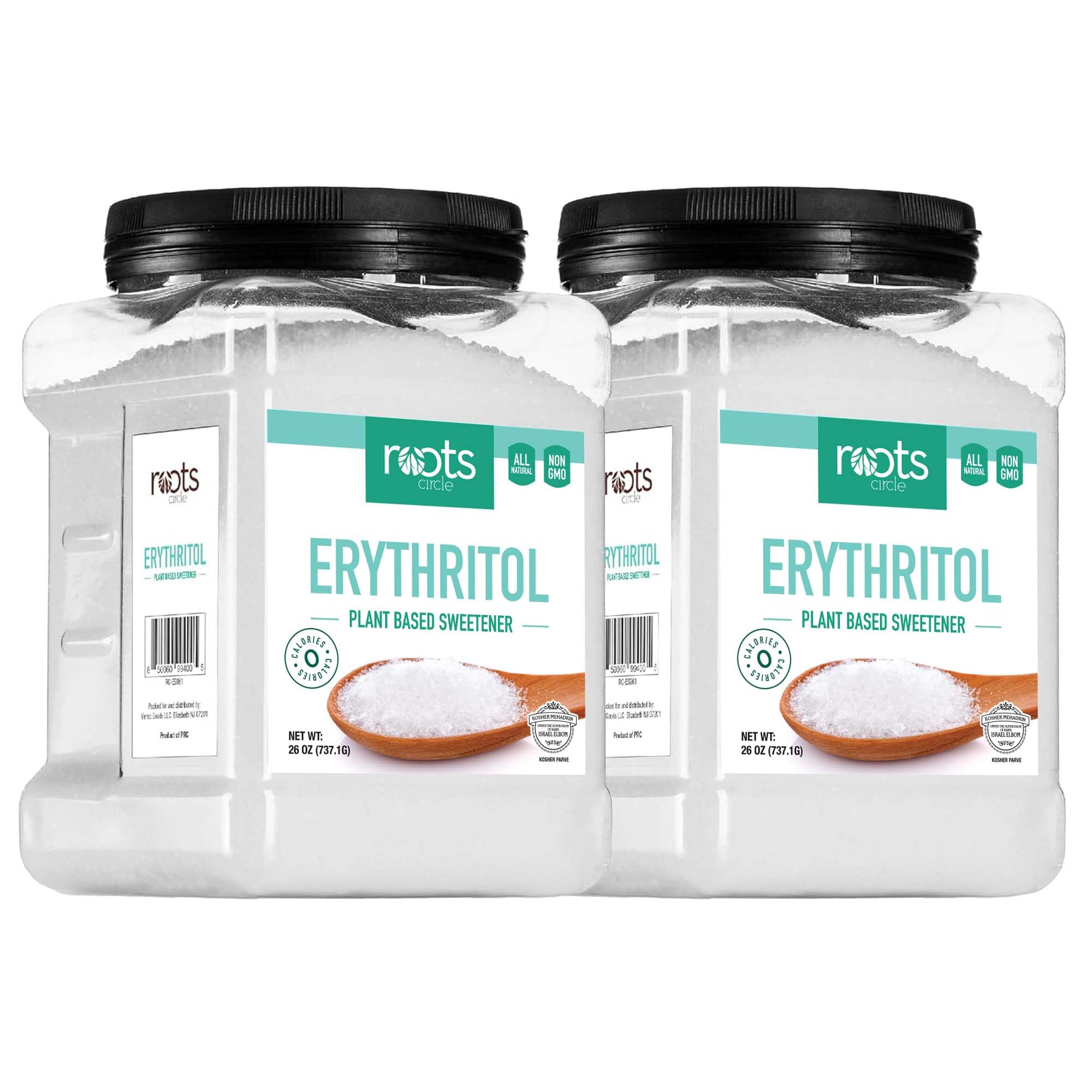 Roots Circle Premium Erythritol Sweetener - Zero Calorie Plant-Based Sugar Alternative for Baking & Sweetening - All-Natural, Keto Friendly, OU Kosher