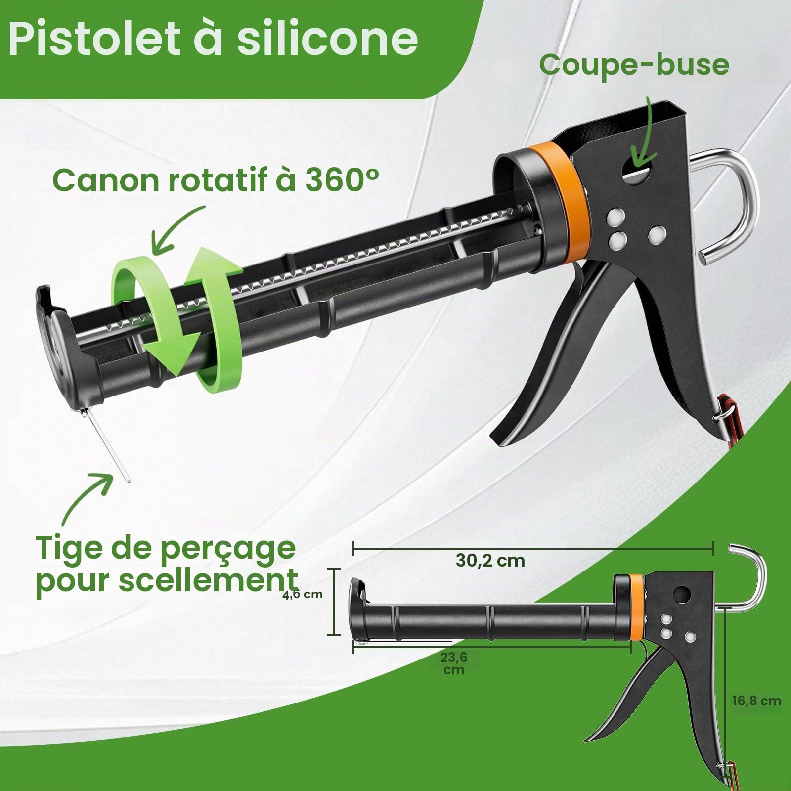 Sentoo Kit de presse à cartouche, pistolet à cartouche en silicone et outil pour enlever le mastic, grattoir à joints pour salle de bain, cuisine, sol, fenêtre, joints d'évier, cadre