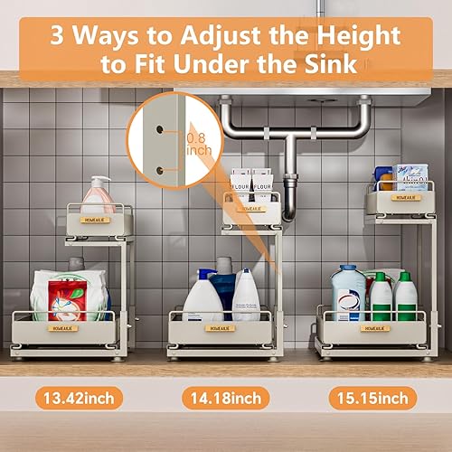 Miniatura 4 de Organizador para debajo del fregadero, organizador de 2 niveles para debajo del fregadero de la cocina, estante de almacenamiento multiusos para