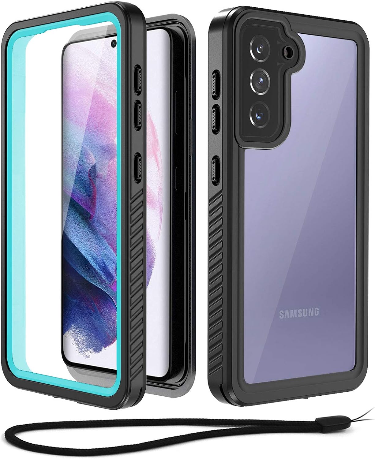 Beasyjoy Samsung Galaxy S21 Case IP68 Waterproof Case with Built-in Screen Protector, Full Body Protective Shockproof Dustproof Military Tough Clear 5G Cover for Galaxy S21 6.2 Inch, Blue