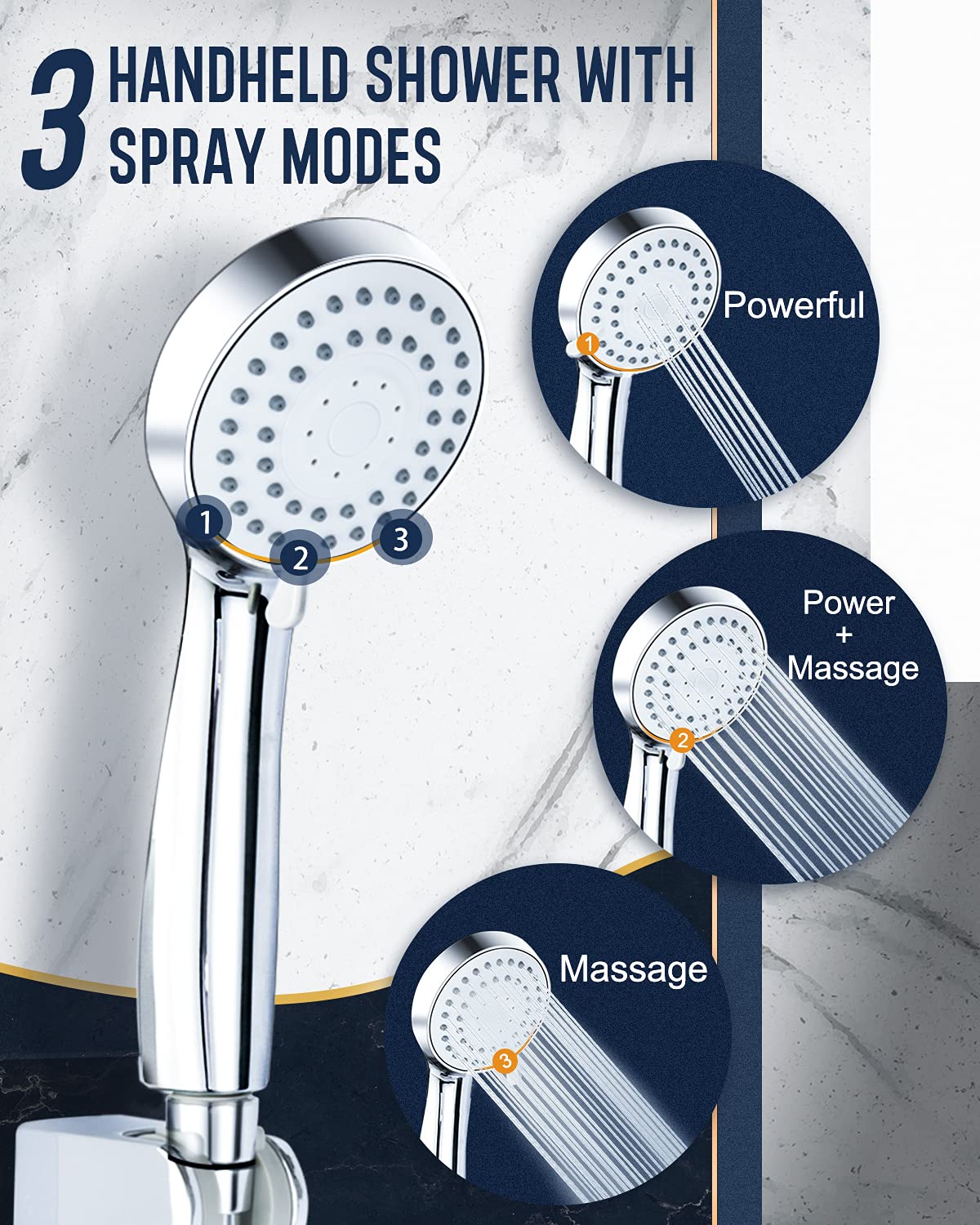 Shower Head,8"Rain Shower Head With Handheld Spray Combo With 11'' Angle Adjustable Extension Arm/Flow Regulator/Shower System,High Pressure Rainfall Shower Head Bathroom,Chrome - View #9