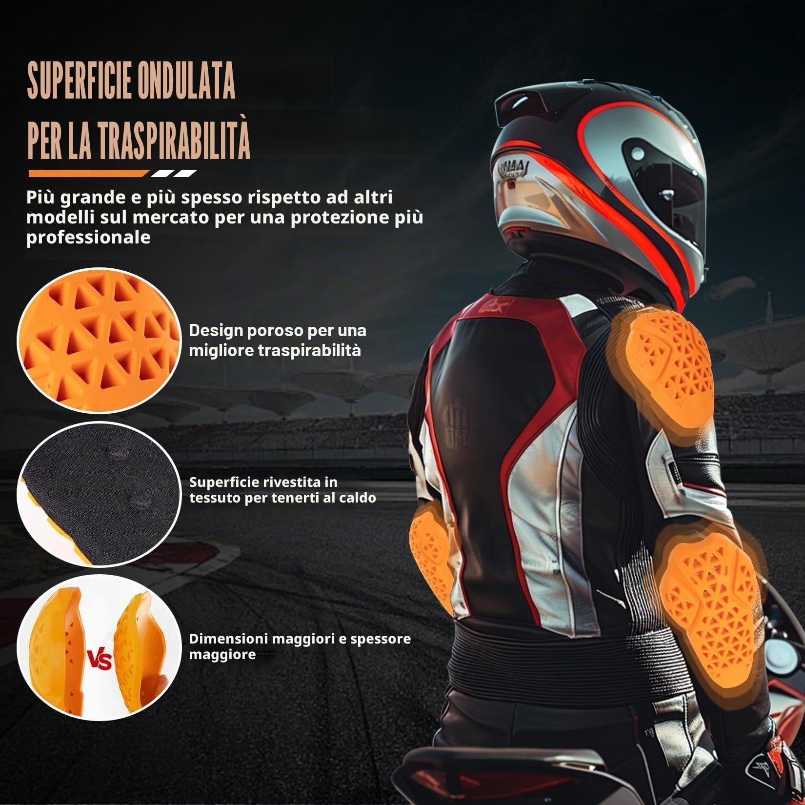 PSLER CE-2 Protezioni Moto,Paraschiena Moto Livello 2,Livello 2 Paraschiena Delle Spalle e Protezione dei Gomiti,5 Pezzi Sicurezza Paraschiena Moto,Inserti Ammortizzanti per Giacche da Moto Ginocchio
