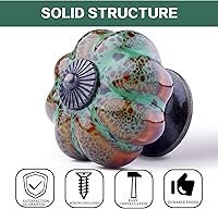 Vista 2 de OLAYA Vintage Pumpkin Ceramic Cabinet Knobs and Handles - Retro and Elegant, 6 Pack (Pumpkin Green)