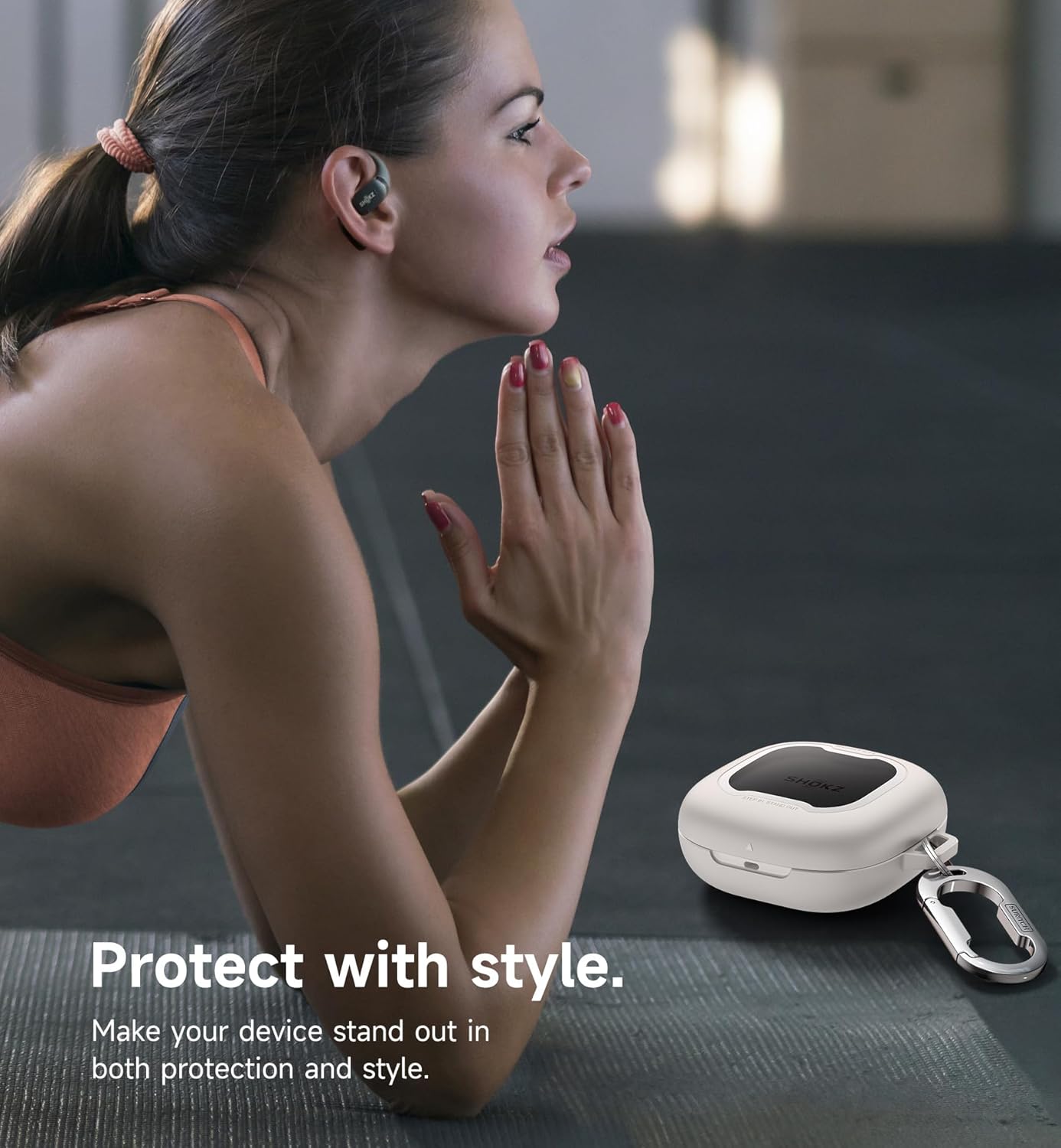 SURITCH for SHOKZ New OpenFit 2 Case Cover, Magnetic Locking Cases for SHOKZ OpenFit 2 Open-Ear Headphones, Shockproof Bumper Protective Covers with Carabiner & Keyring & Cleaner Kit, White - Image 7