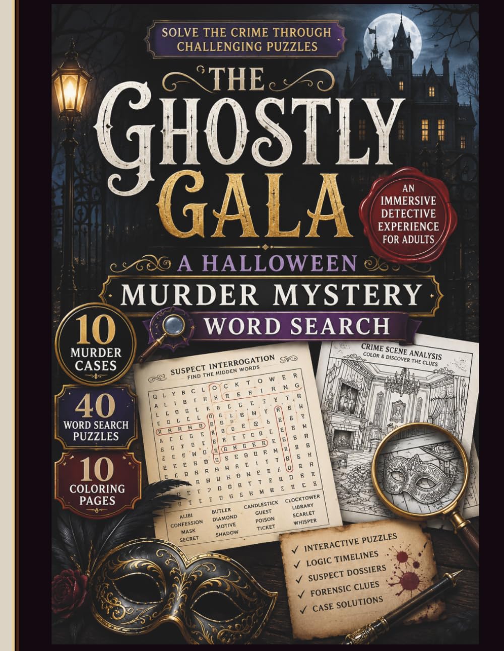 The Ghostly Gala: A Halloween Murder Mystery Word Search: A lavish Halloween masquerade. A haunted manor. A shocking murder.