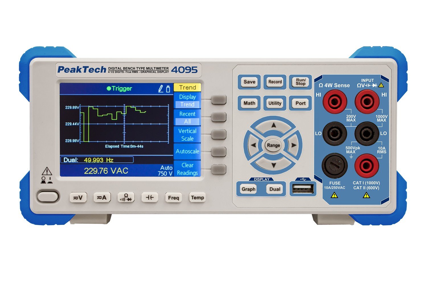 Peaktech 4095 – Multimetro Desktop con Interfaccia Lan e USB, True Rms (Fino a 100 Khz), Rs-232, 60.000 Conteggi, 1 Milione di Punti di Misurazione, Multimetro Digitale - Massimo 150 Valori/Sec.