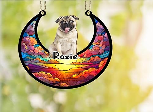 Vista 473 de LOVELYPOD Adorno de Navidad personalizado de perro pastor alemán, atrapasoles conmemorativo, adorno de Navidad de pastor alemán con nombre, pérdida