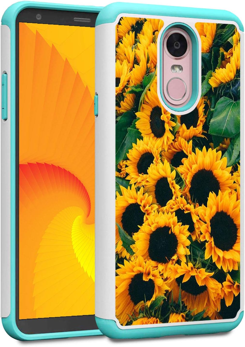 Case for LG Stylo 4, for LG Q Stylus/Stylo 4 Plus Case,Skyfree Heavy Duty Dual Layer Bumper Protective Phone Case for LG Stylus 4,Sunflower