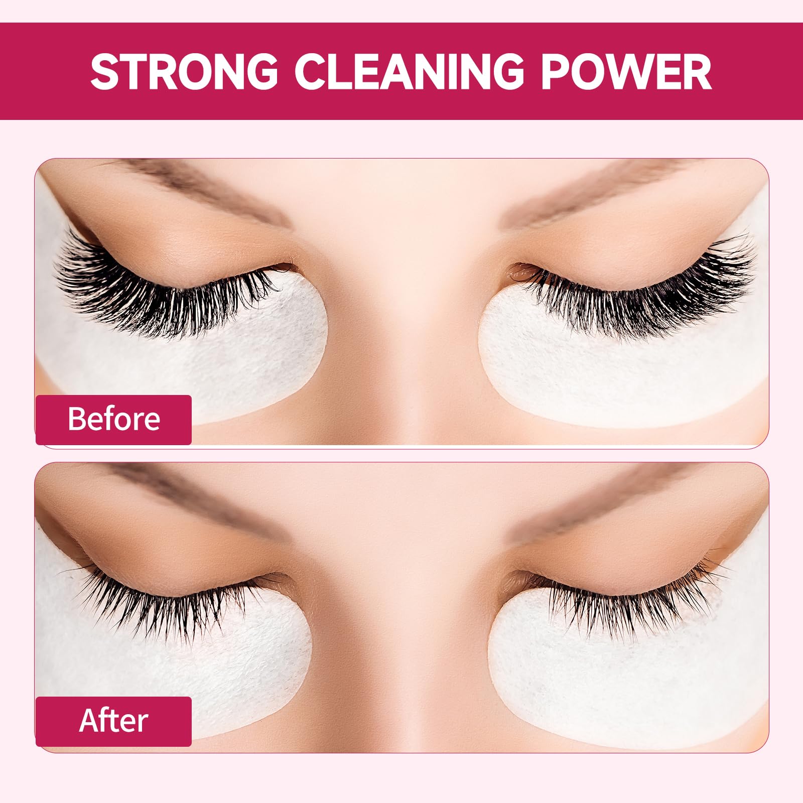 FADVAN Crema Remover Ciglia Finte Extension 10g e Patch Occhi 50pcs - Fragole Rimozione Lashes Glue,Patches Occhi Rimuovere Ciglia,Strumento Kit Perfetto per Struccarsi le Ciglia