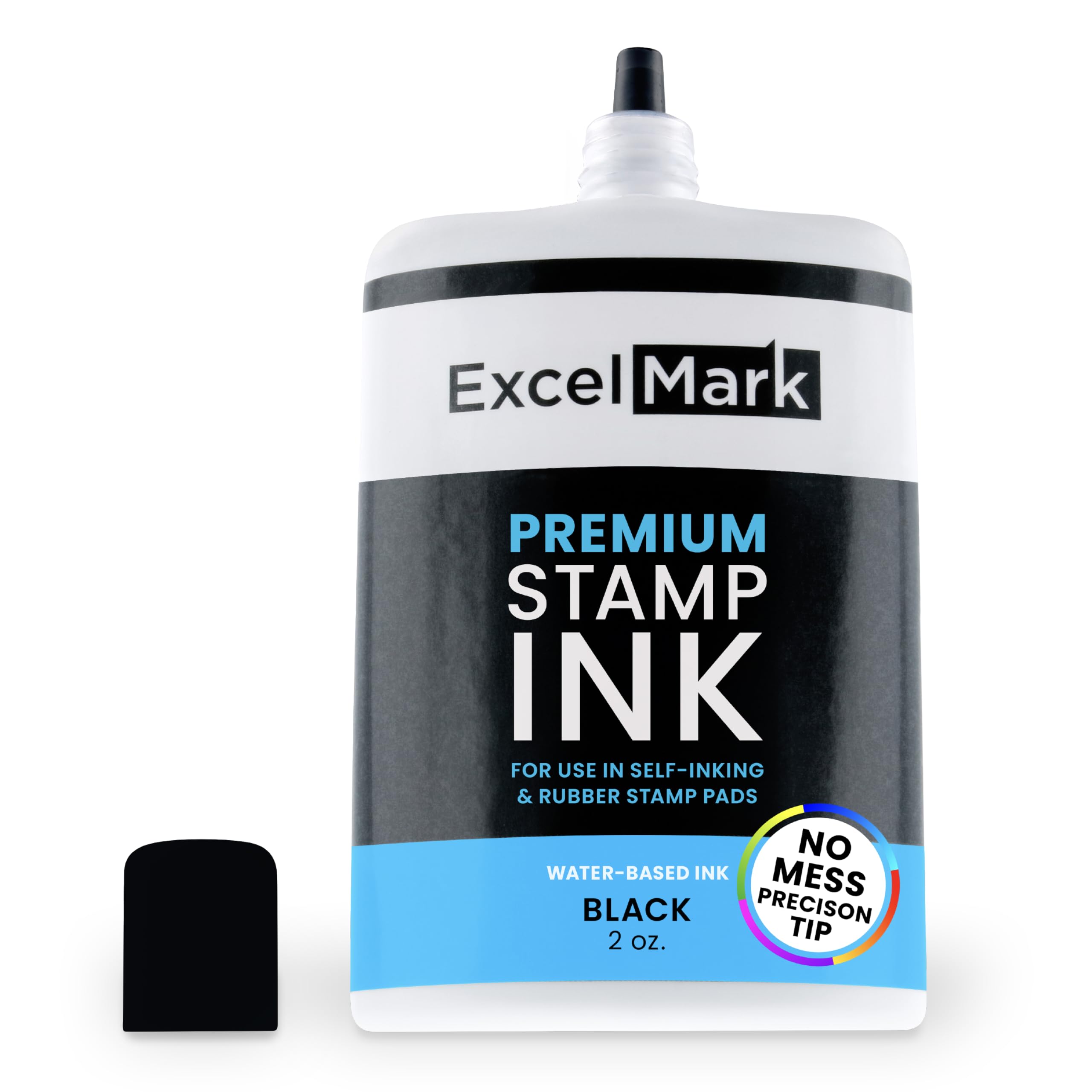ExcelMark Self Inking Stamp Refill Ink - 2 oz. - Black Ink