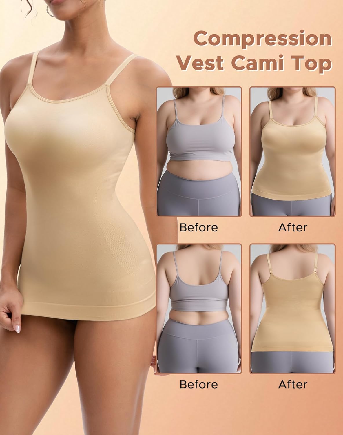 INNERSY Womens Tank Tops Scoop Neck Tummy Control Shapewear Body Shaper Camisole - Image 4