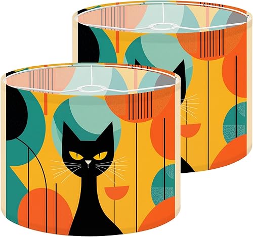 Miniatura 22 de Drum Lamp Shade mid century atom retro 70s vintage Abstract Geometric Circles Lampshade for Floor Lamps Table Lamps Pendant Light 13"x10"