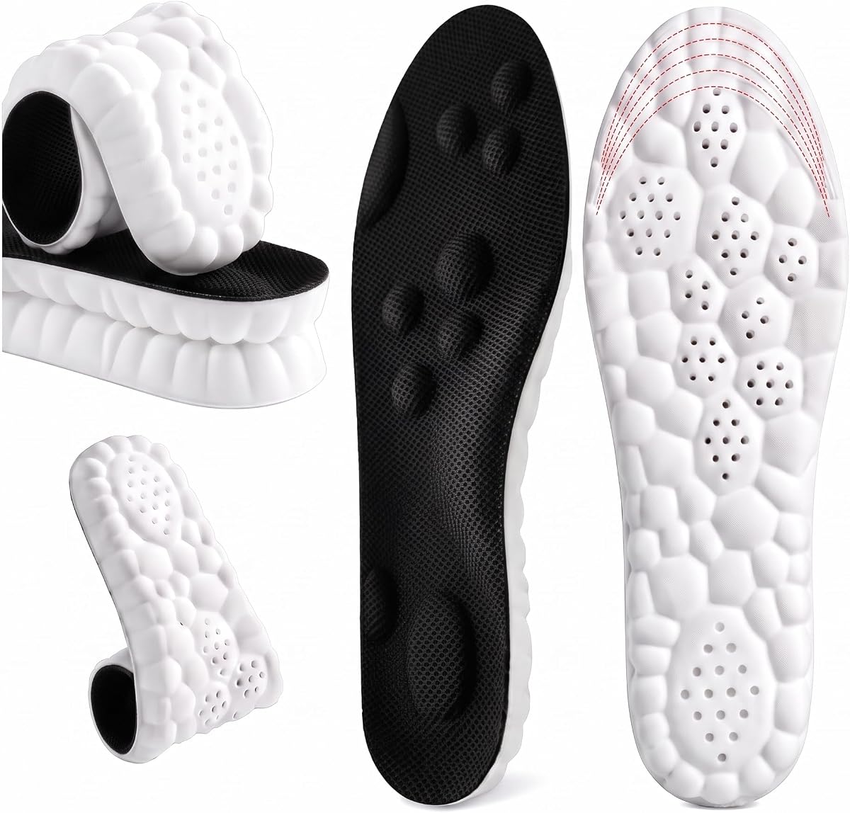 4D Cloud Insoles - Soft, Breathable, Anti-Fatigue, Shock Absorption | Memory foam for men & women. Comfort support, trim to fit. Fits sneakers, work boots, casual shoes. Multiple sizes & colors.