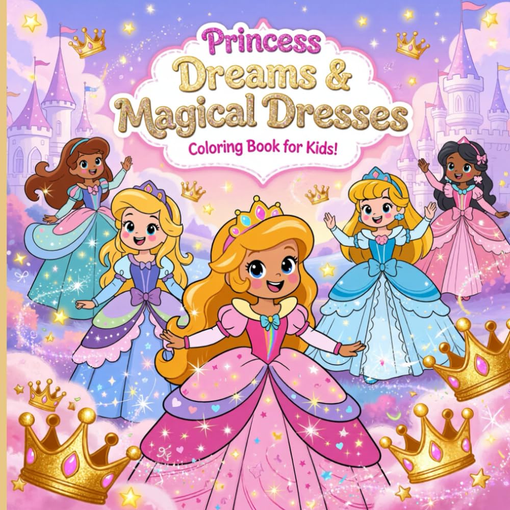 Princess Dreams & Magical Dresses: Coloring Book for Kids!