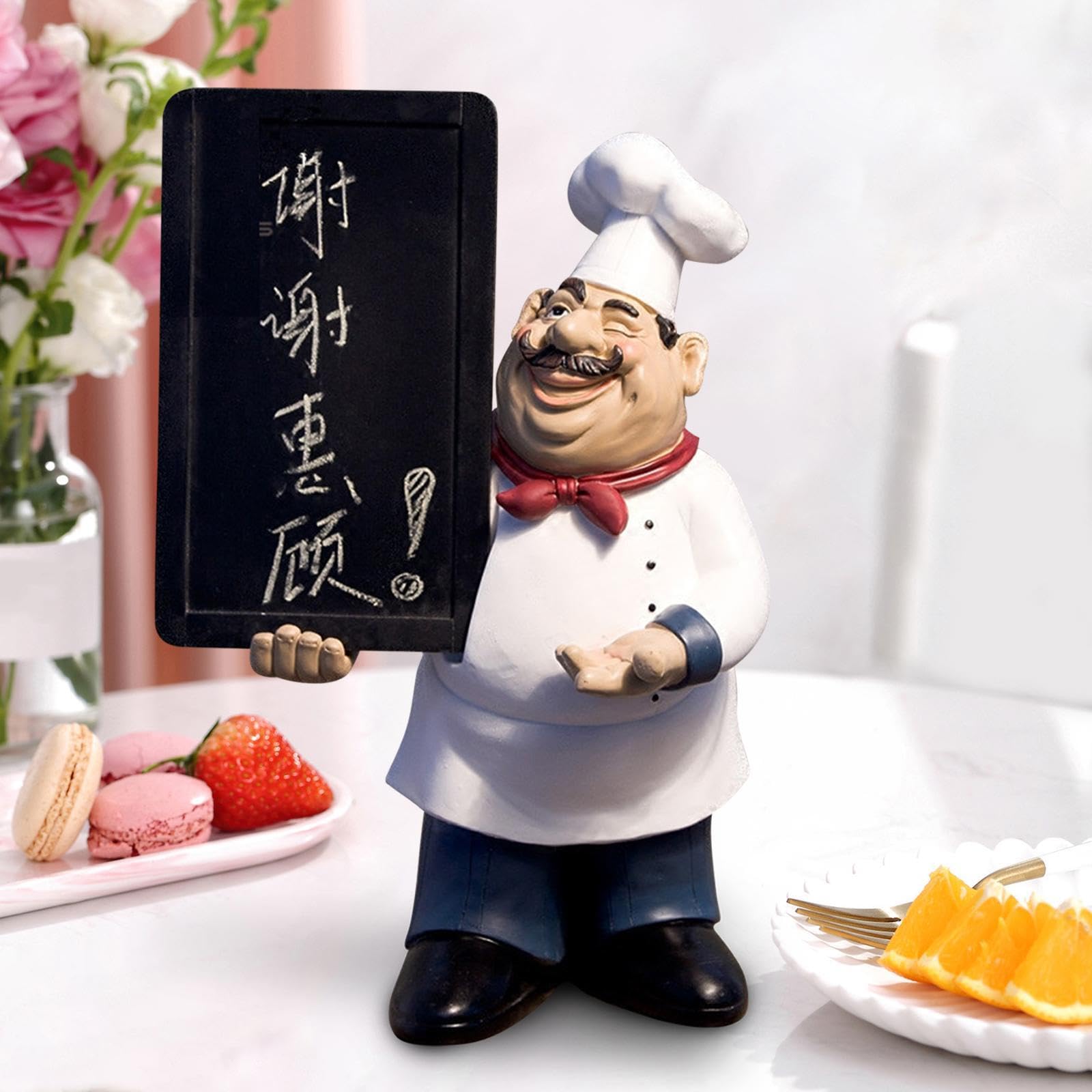 IOIUSKKU Bella statua realistica dei cartoni animati, decorazione da cucina in resina, scultura, figurina di benvenuto, decorazione per qualsiasi stanza, statuetta Per nordica,