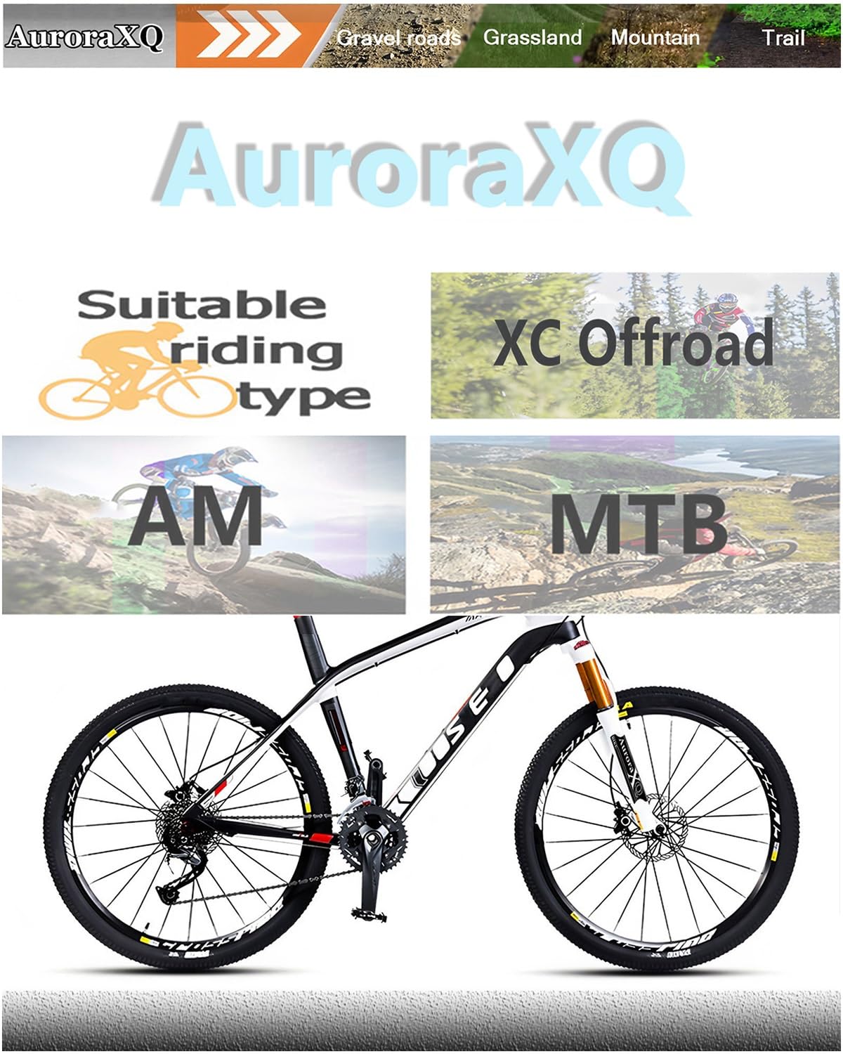 Horquilla de suspensión neumática XQ para MTB, 120 mm de Recorrido, Horquillas de montaña de 26/27,5/29", Ajuste de Rebote, Tubo de dirección cónico/Recto, Cierre rápido de 9 mm, XC Am MTB