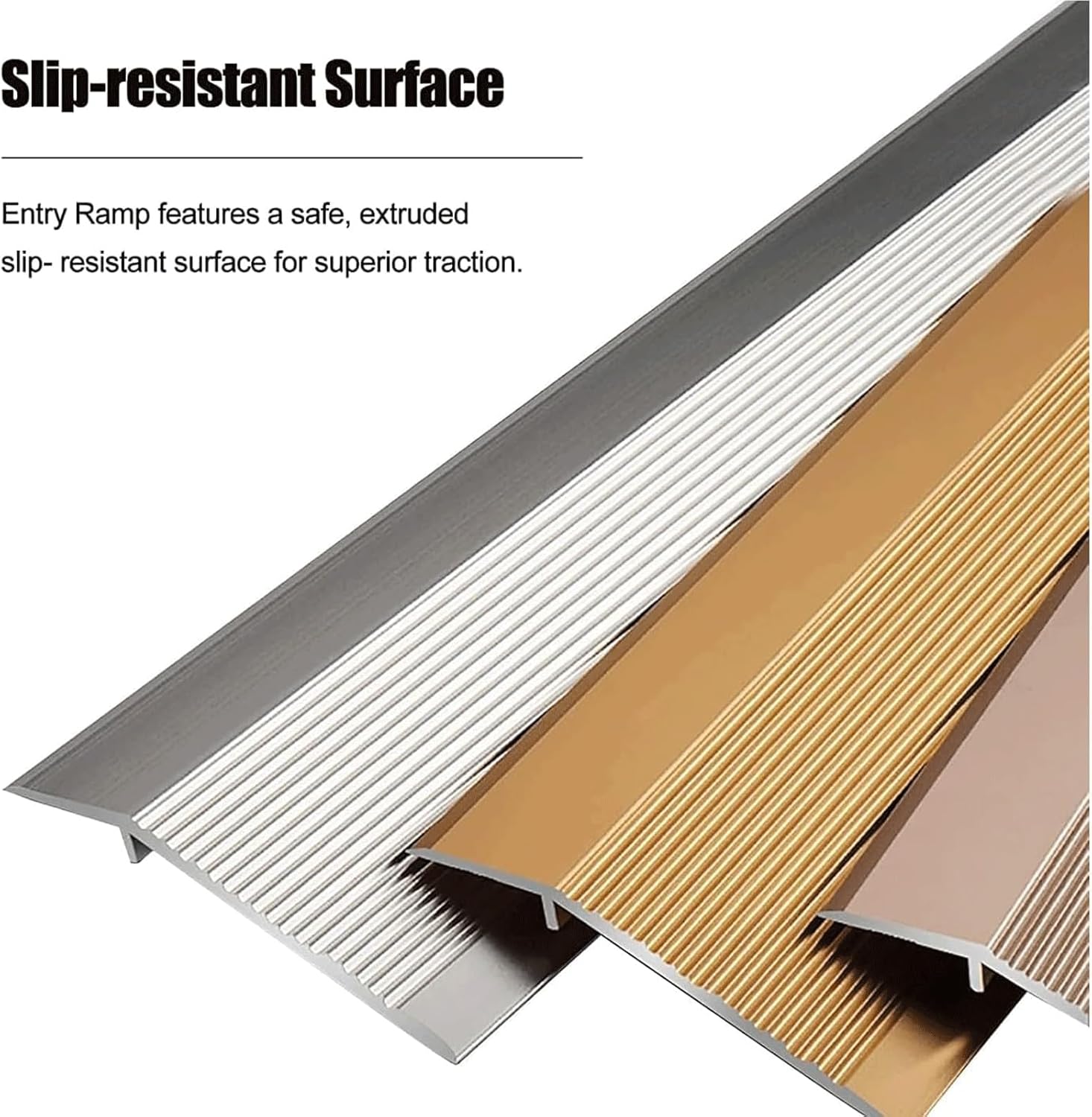 Floor Transition Strip Aluminum Threshold Strip Mental Floor Cover Strips Flat Divider Strip 4 Inch Wide for Joining Uneven Floor(Black,Long 100cm)