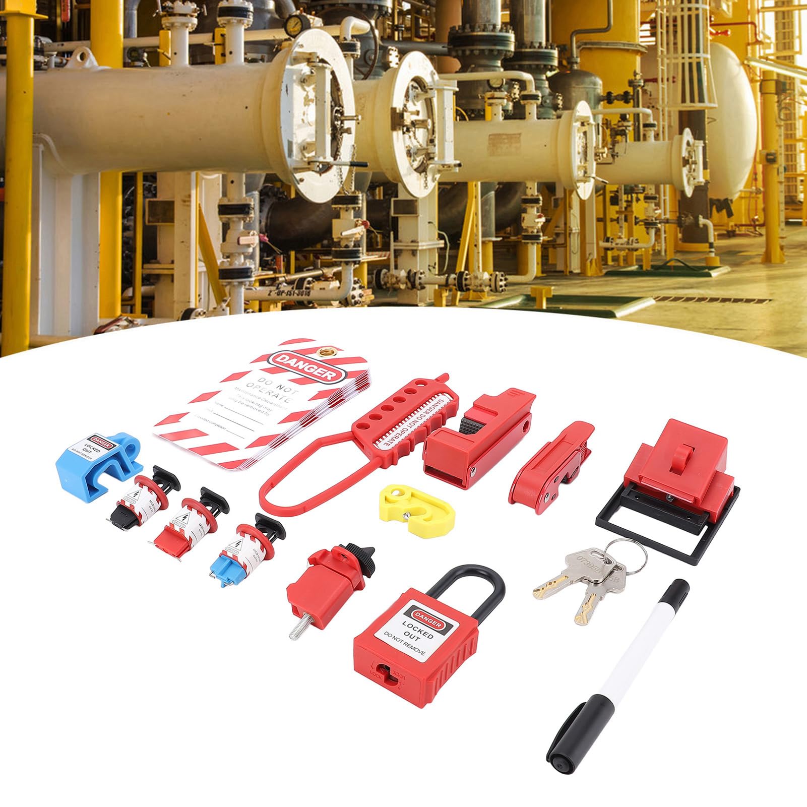Pyhodi Kit de Etiqueta de Bloqueo LOTO Electrical Lote, la Etiqueta de Bloqueo del Grupo de Interruptores de Circuitos, el Interruptor de Bloqueo Multi Universal con Bolsa para