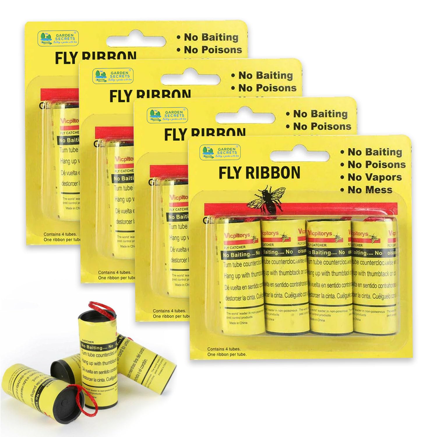 GARDEN SECRETS® Insect Bug Fly Glue Paper Catcher Trap Ribbon Tape Strip Sticky Flies 16 Rolls