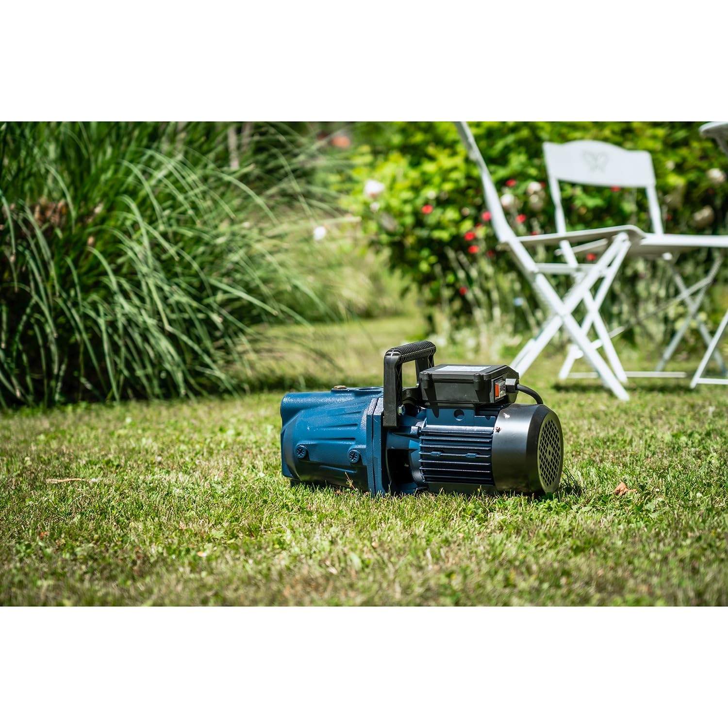 Kit Arrosage Spid'O - Pompe d'Arrosage Corps Fonte 1000W + Kit Aspiration 7m | AF 100 | 4000 L/h - 4,5 bars - 45m | Jardins jusqu'à 1500m²
