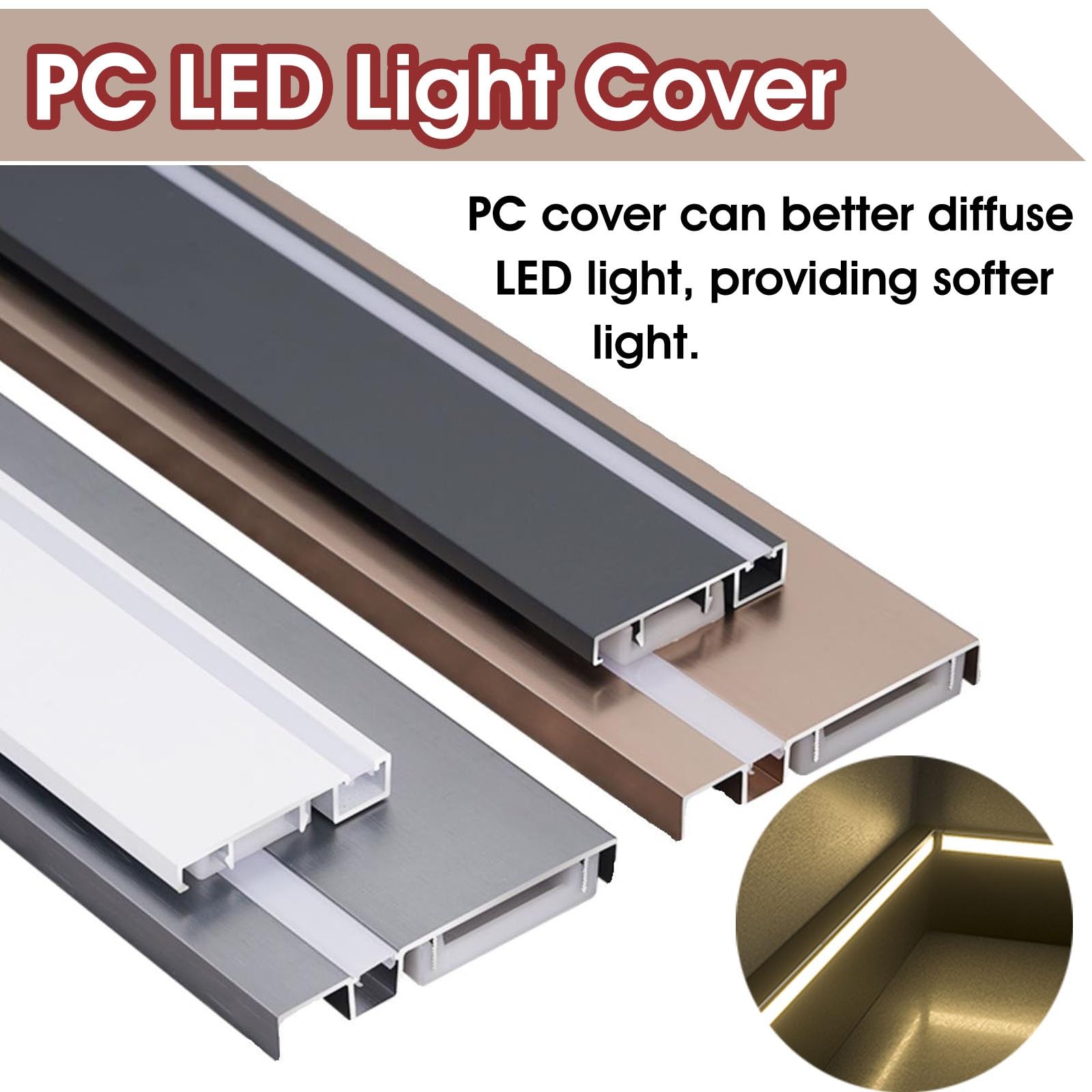 Aluminiowy profil kanałowy LED z osłoną PC do oświetlenia domu i biura
