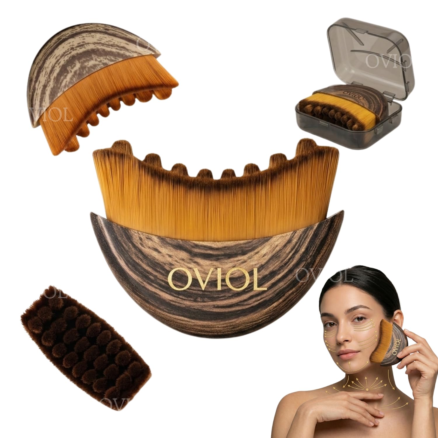Lymphatic Contour Face Brush | Lymphatic Brush Face Massager for Sculpting and Drainage | Face Massage Tool for Jawline and Neck | Soft Bristles Ergonomic Design with Travel Case-image-37