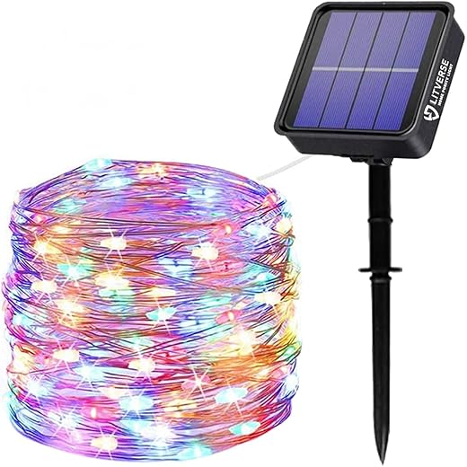 LITVERSE Solar String Lights Outdoor 8 Mode Multicolor